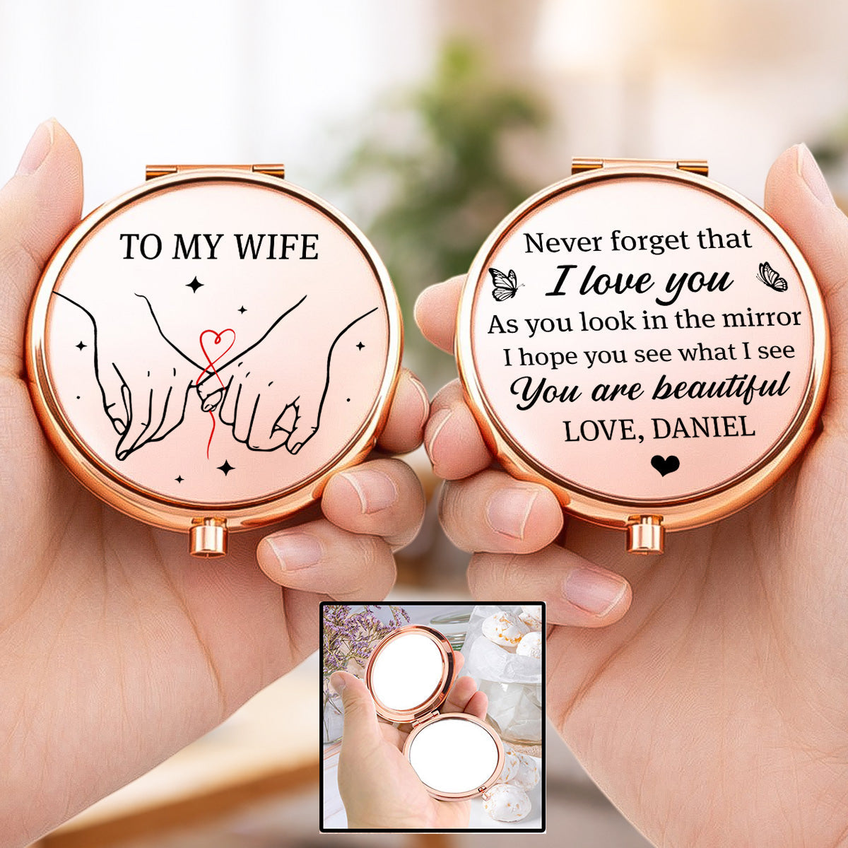 To My Wife I See Beauty In You - Personalized Compact Mirror