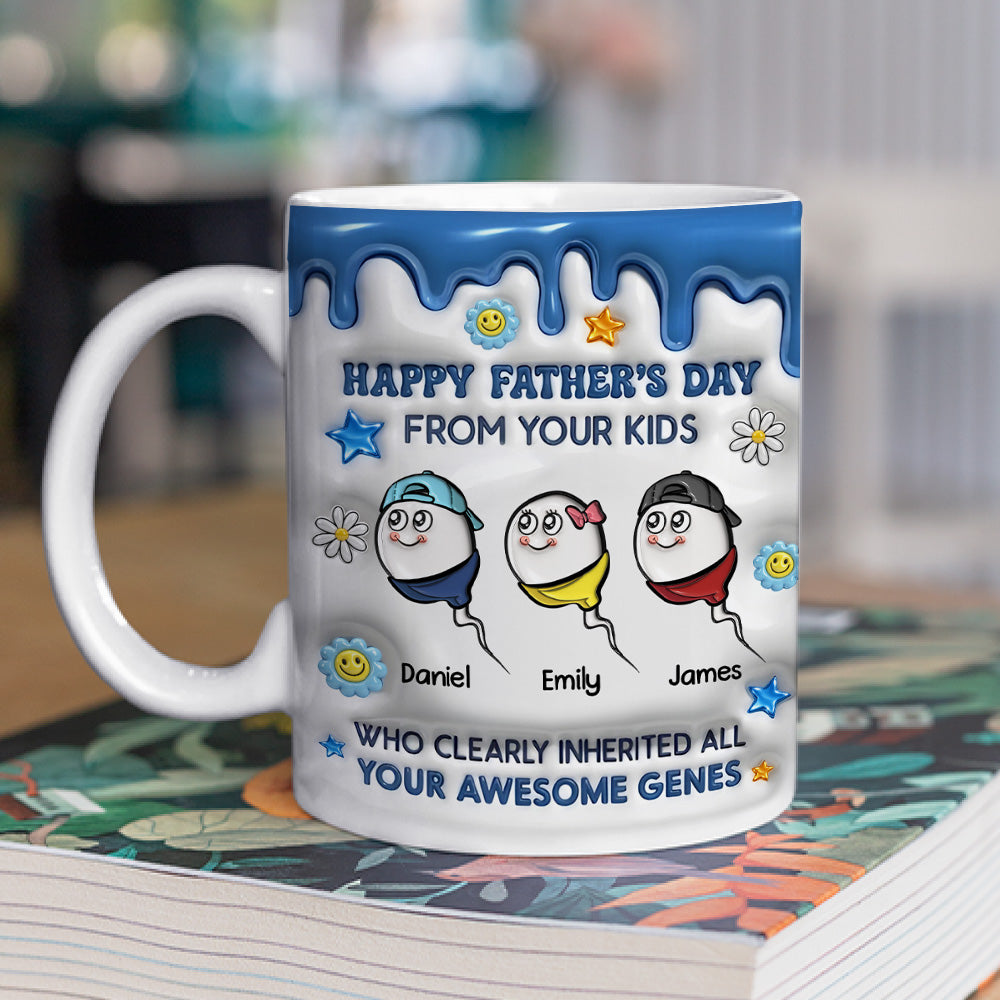 Custom Father's Day, Special Gift for Dad & Grandpa • Thanks Dad For Great Genes - Personalized 3D Inflated Effect Mug