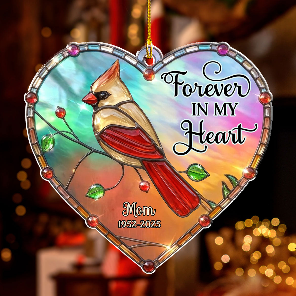 Custom Memorial Christmas Ornament, Sympathy Keepsake •  Cherished Forever - Personalized Acrylic Ornament