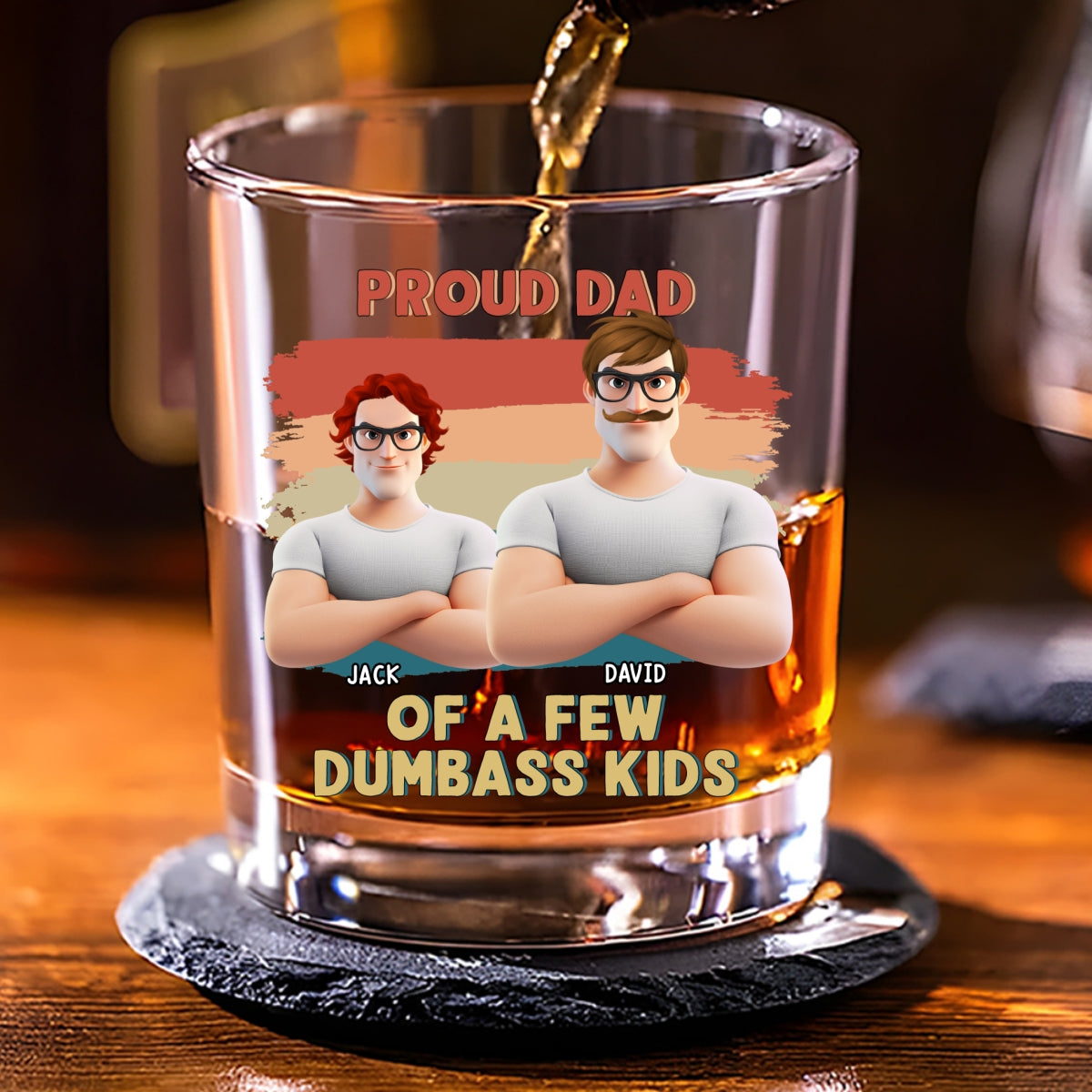 Custom Father's Day Birthday Gifts for Dad • Proud Dad Of A Few Crazy Kids - Personalized Whiskey Glass