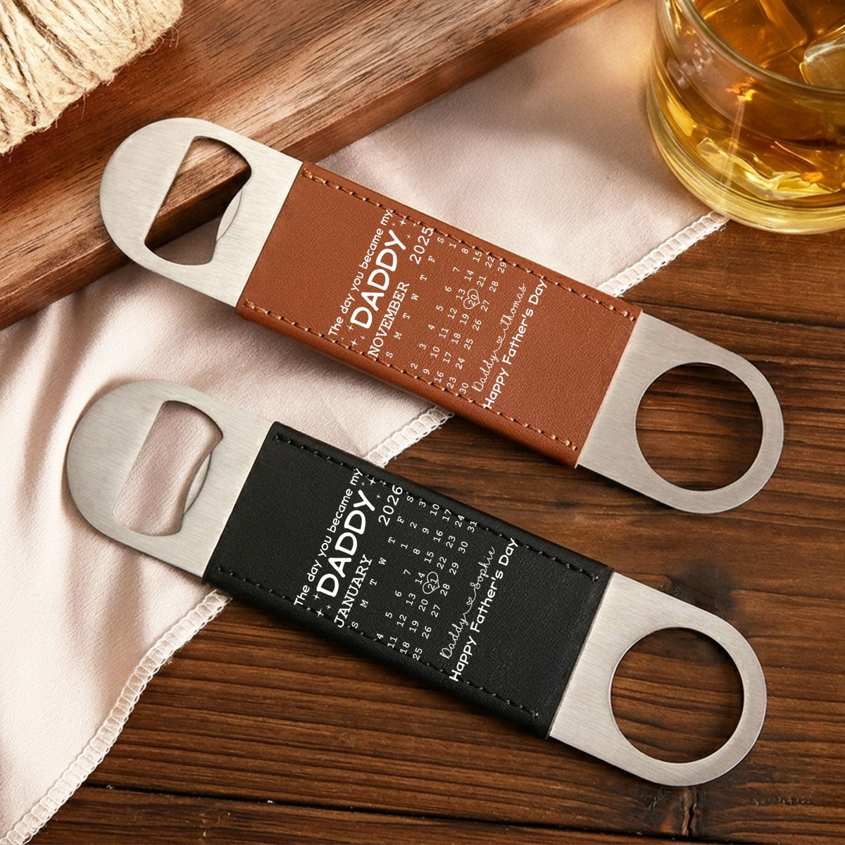The Day You Become My Daddy - Personalized Leather Bottle Opener