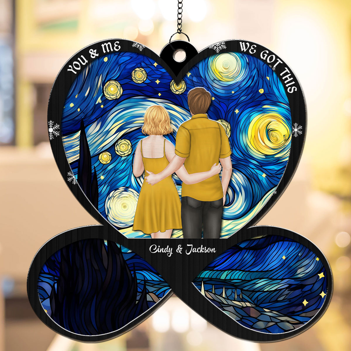 Custom Christmas Couple Hanging Decor, Anniversary Wedding Gifts • We Got This - Personalized Suncatcher