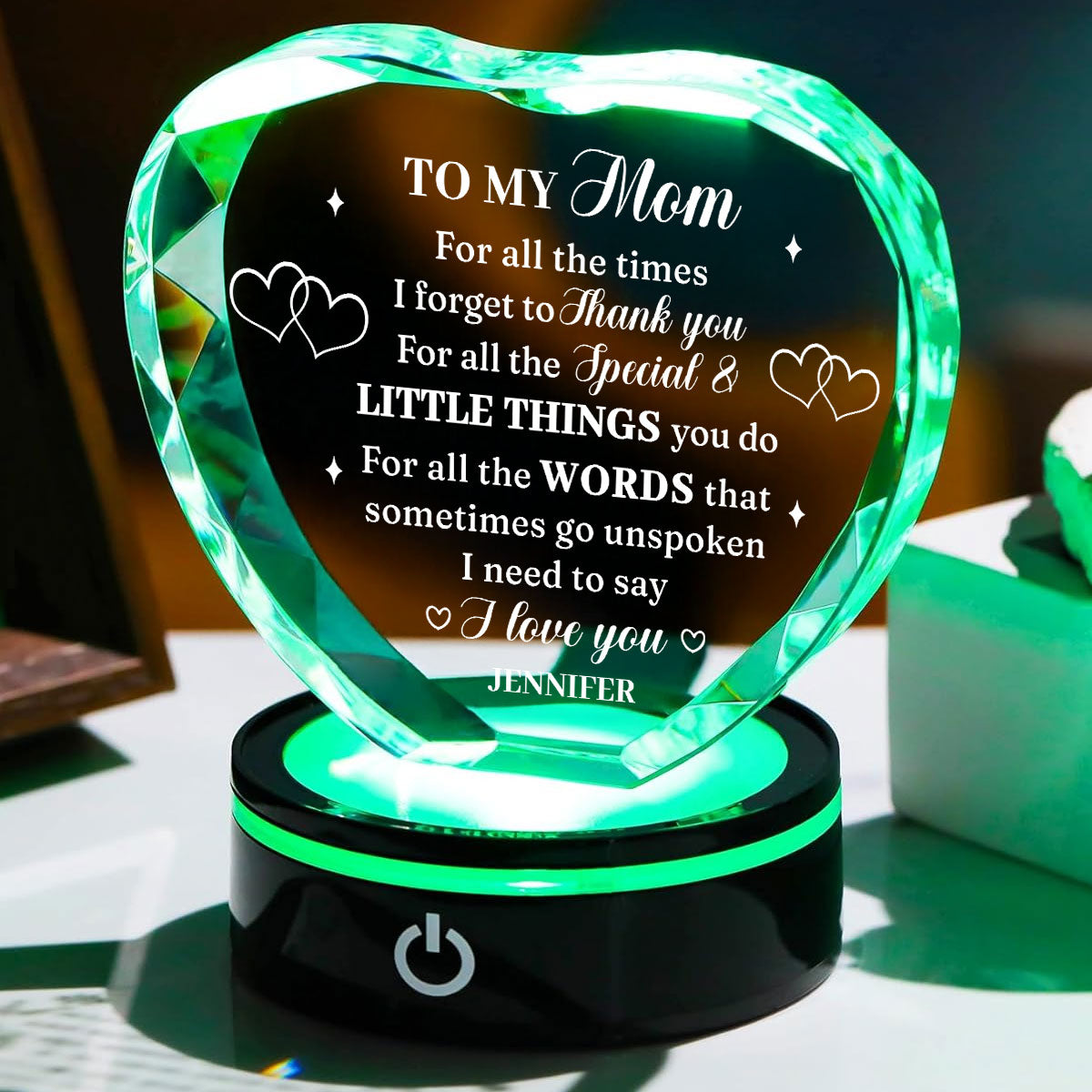 I Love You Mom - Personalized Crystal Led Light
