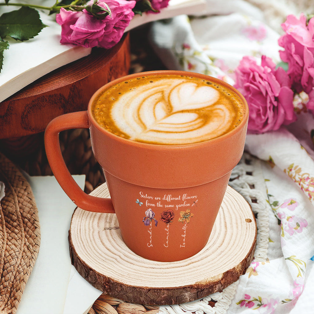 Custom Christmas & Birthday Gift For Sister • Sisters Are Different Flowers From The Same Garden - Personalized Plant Pot Mug