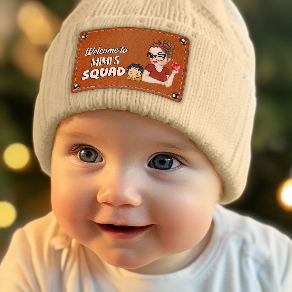 Custom Newborn Baby Beanie, Christmas Birthday Gift • Welcome To Grandmas Squad - Personalized Beanie