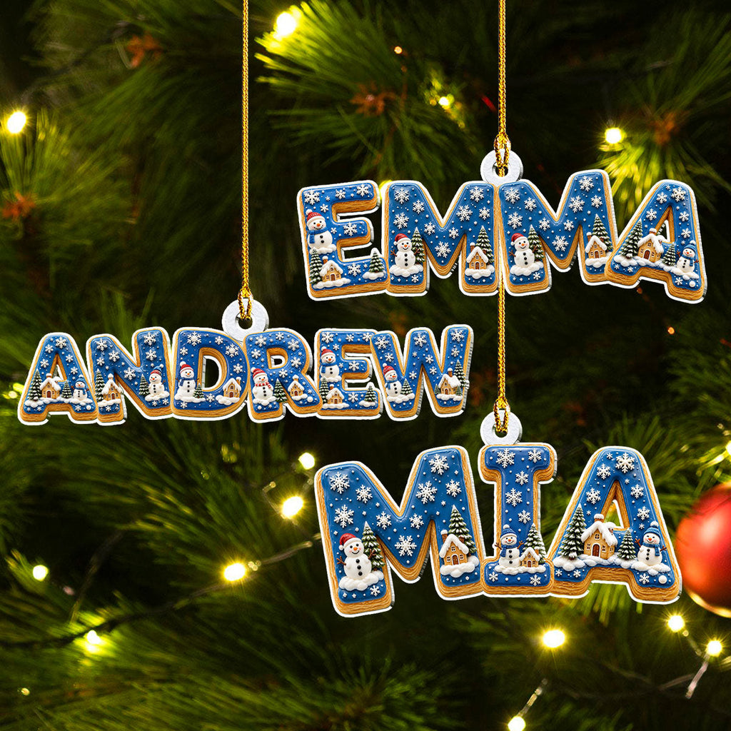 Custom Letter Christmas Ornament & Stocking Tag with Name • Winter Wonderland - Personalized Acrylic Ornament