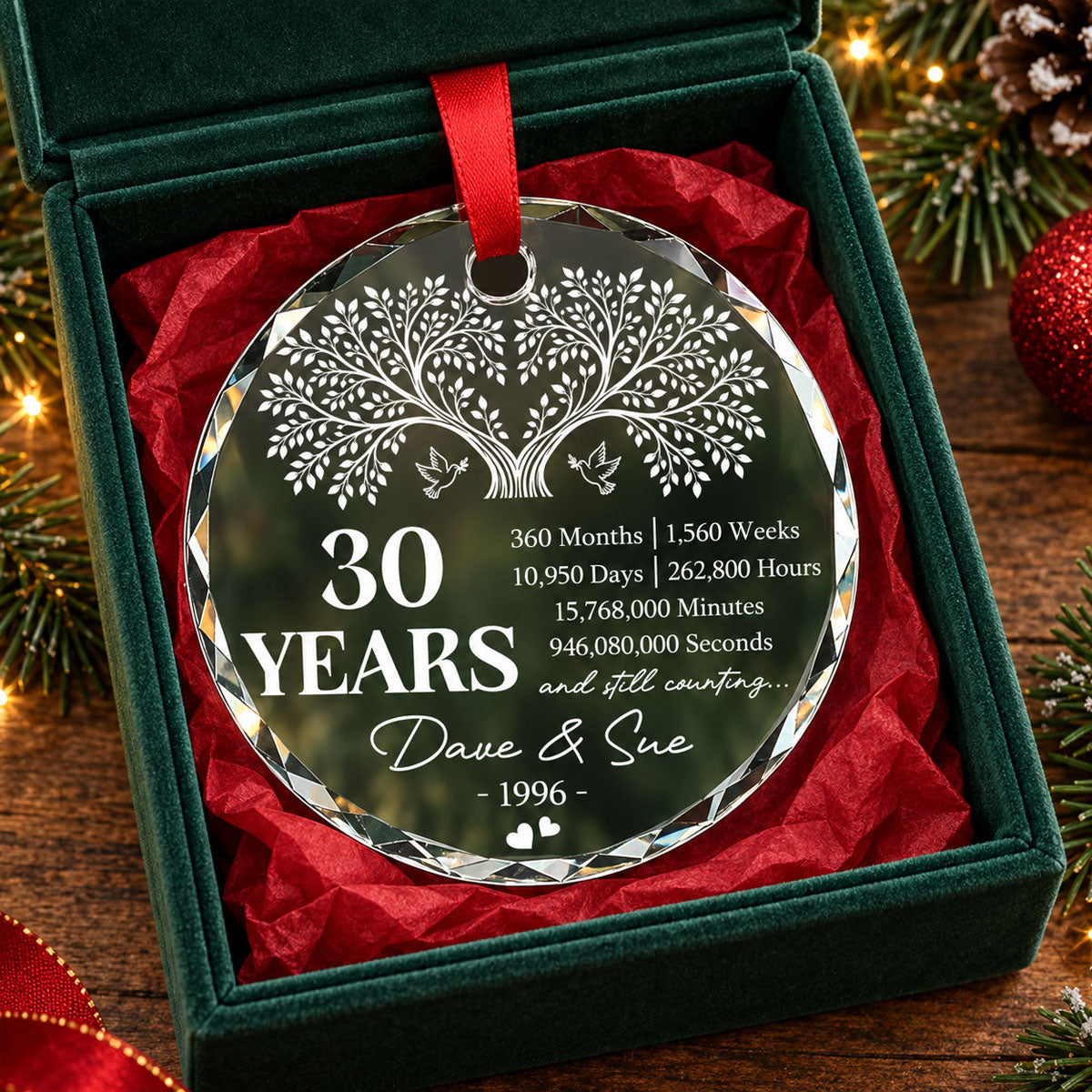 Custom Keepsake Christmas Ornament •  Years Of Love - Personalized Glass Ornament