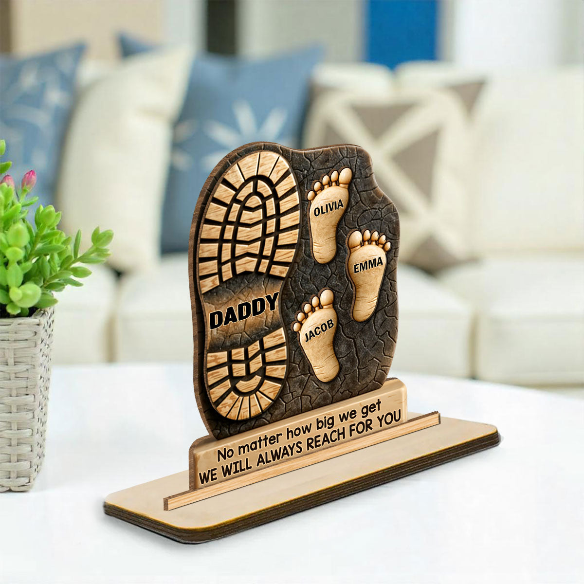 Custom Decor, Christmas Birthday Anniversary Gift Keepsake • Your Footsteps Led Our Way - Personalized 2-Layer Wood Plaque With Flat Base
