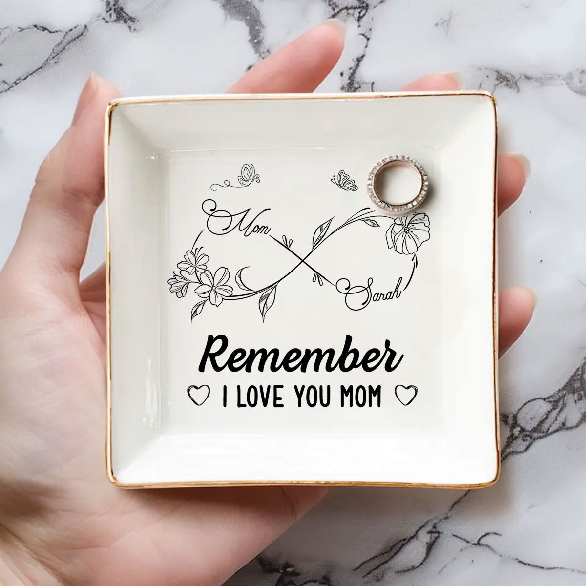 Custom Mom Trinket Dish, Birthday Christmas Gift • Endless Love For Mom Keepsake - Personalized Jewelry Dish