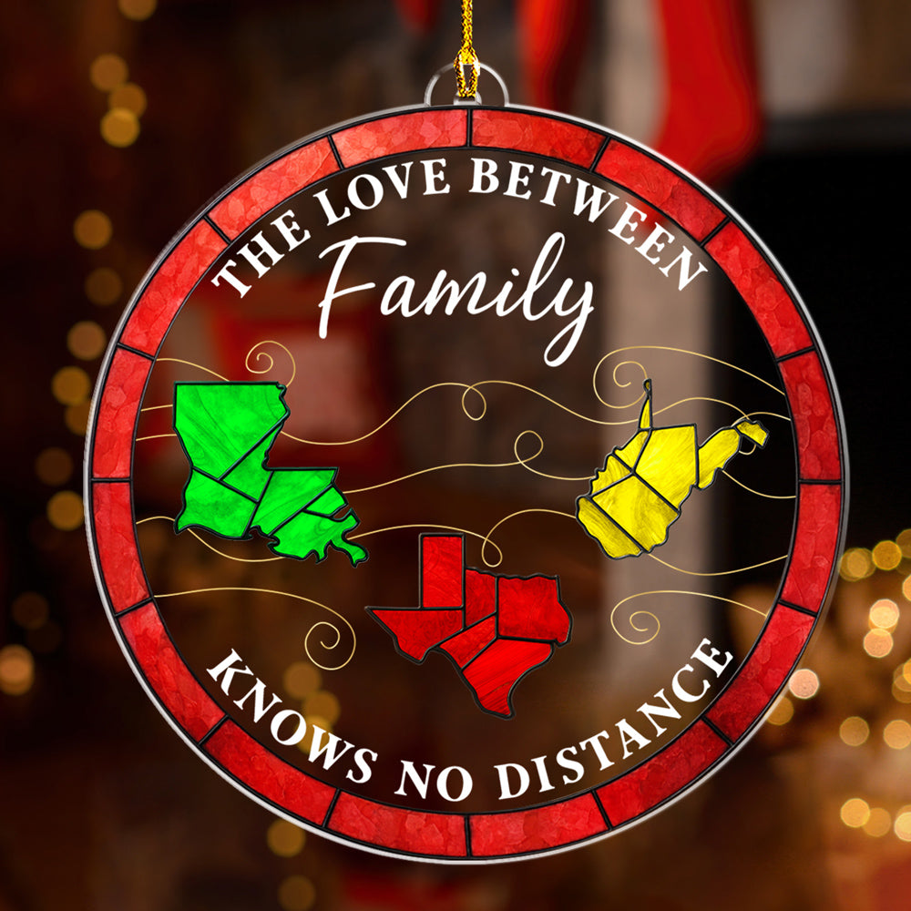 Custom Family Christmas Ornament for Long Distance Families •  Long Distance Love - Personalized Acrylic Ornament