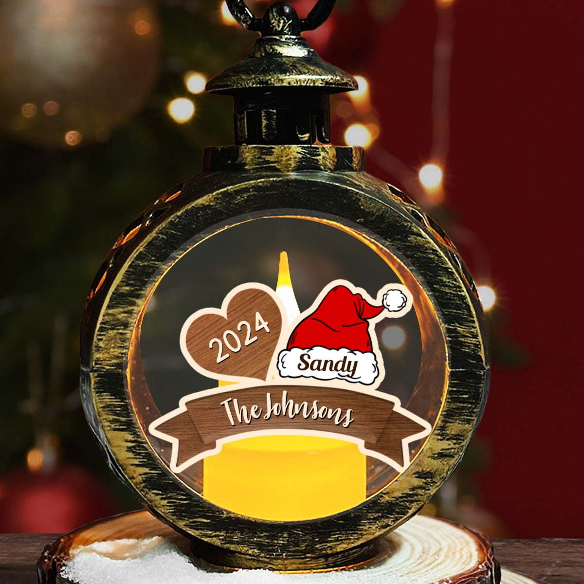 Custom Name Family Christmas Gifts, Holiday Decor • Our Christmas - Personalized Christmas Lantern