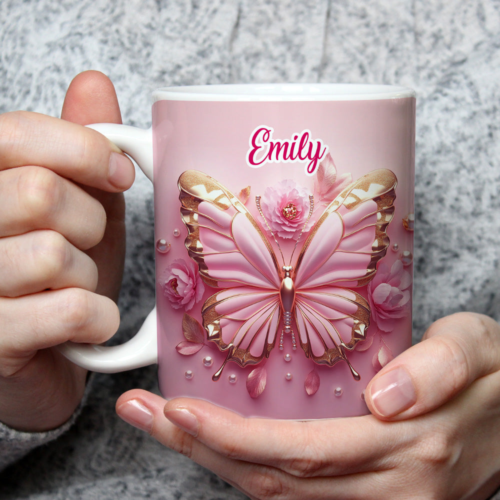 Custom Best Friend, Christmas & Birthday Friendship Keepsake Gift • Butterfly Beautiful - Personalized 3D Effect Coffee Mug