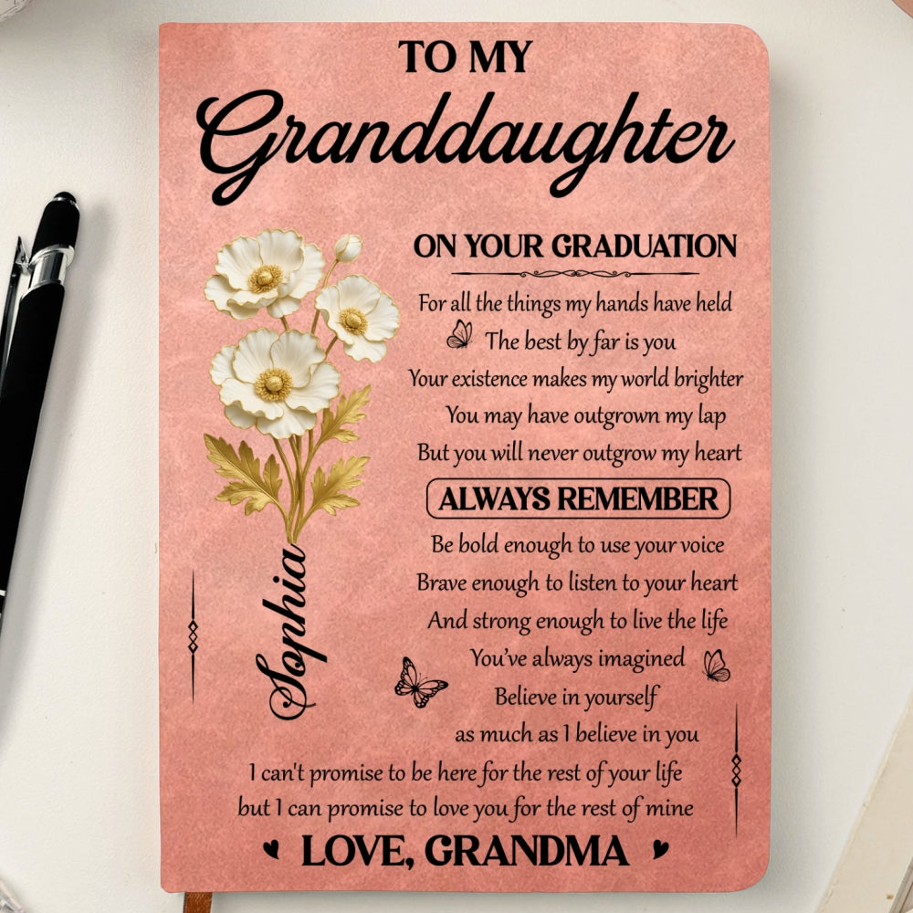 Graduation Journal Custom Name School Year For Children • To My Granddaughter - Personalized Leather Journal
