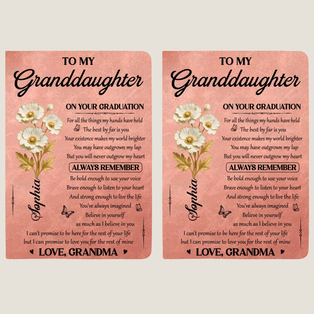 Graduation Journal Custom Name School Year For Children • To My Granddaughter - Personalized Leather Journal