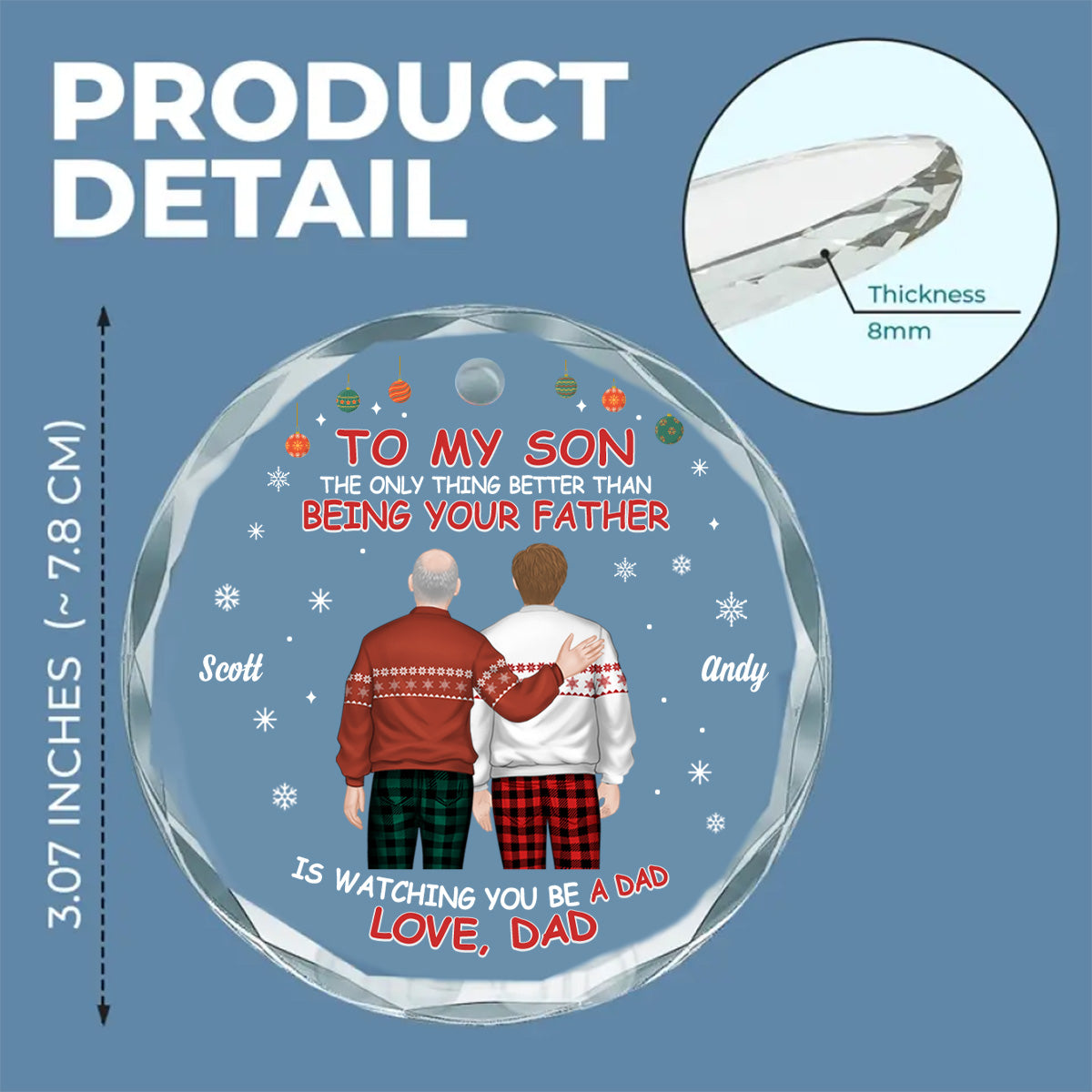 Custom Family Ornament, Christmas Gift for Family Members •  To Our Son We Are Proud Of You - Personalized Glass Ornament