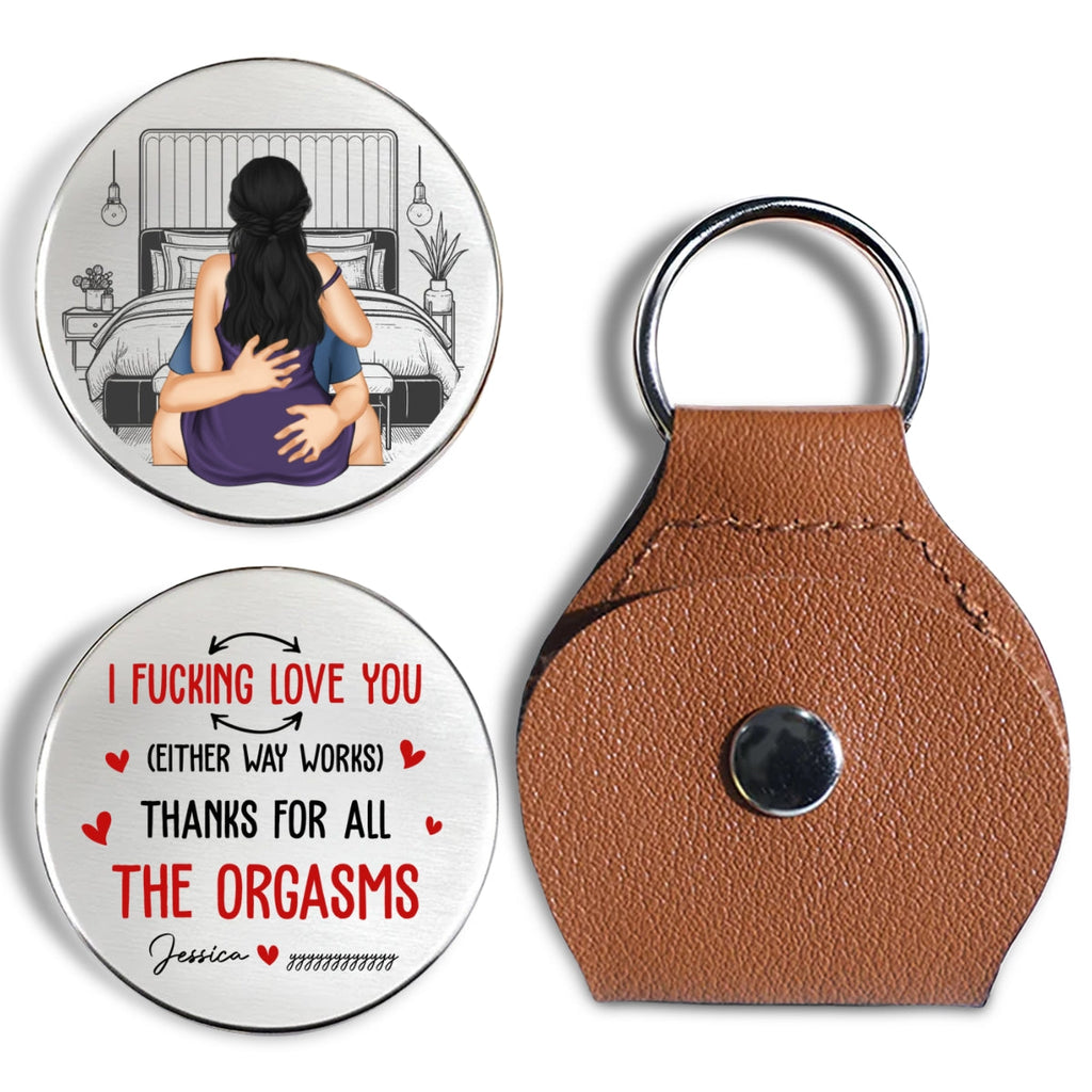 Custom Coin Keychain for Husband, Couple Anniversary Valentine's Day Gifts • Either Way Works - Personalized Pocket Hug