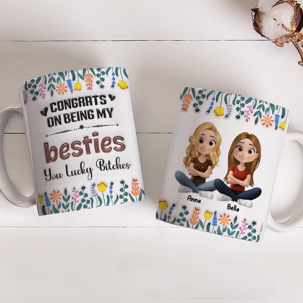 Custom Best Friend, Christmas & Birthday Friendship Keepsake Gift • Congrats On Being My Forever Bestie - Personalized 3D Inflated Effect Mug