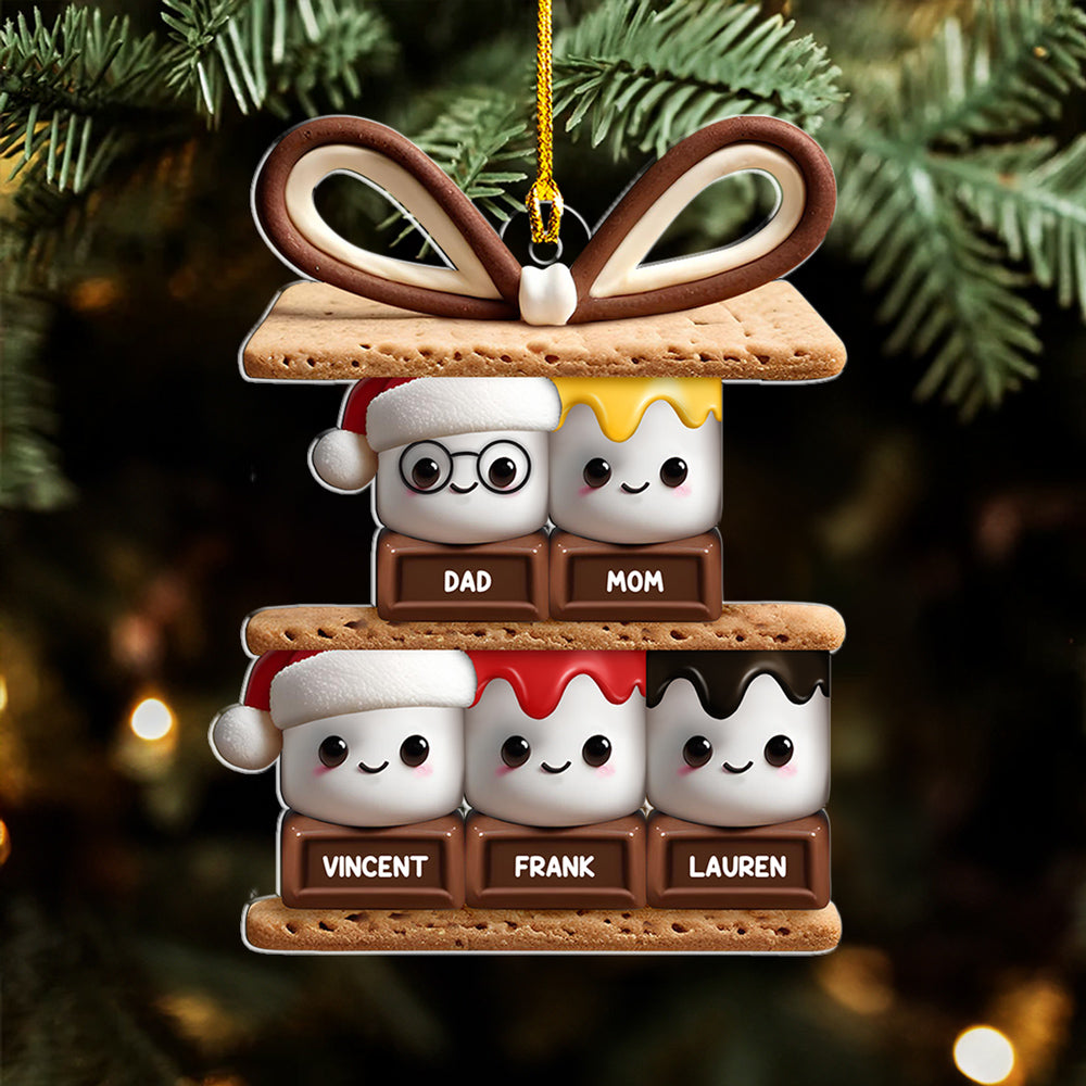 Custom Family Ornament, Christmas Gift for Family Members •  Happy Smores Version 2 - Personalized Acrylic Ornament - Gifts For Family, Friends, Coworkers
