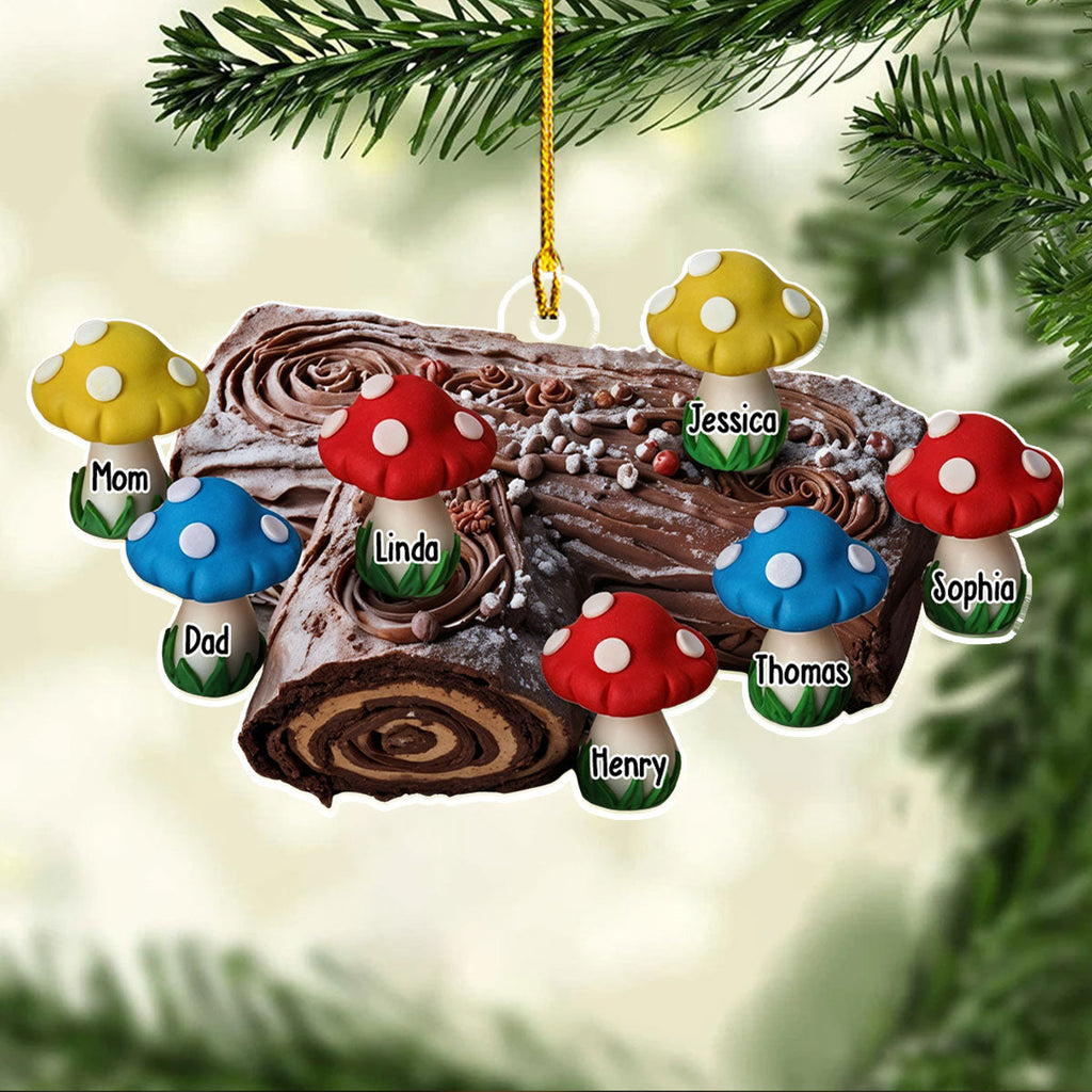 Custom Family Ornament, Christmas Gift for Family Members •  Yule Log Cake Crew - Personalized Acrylic Ornament