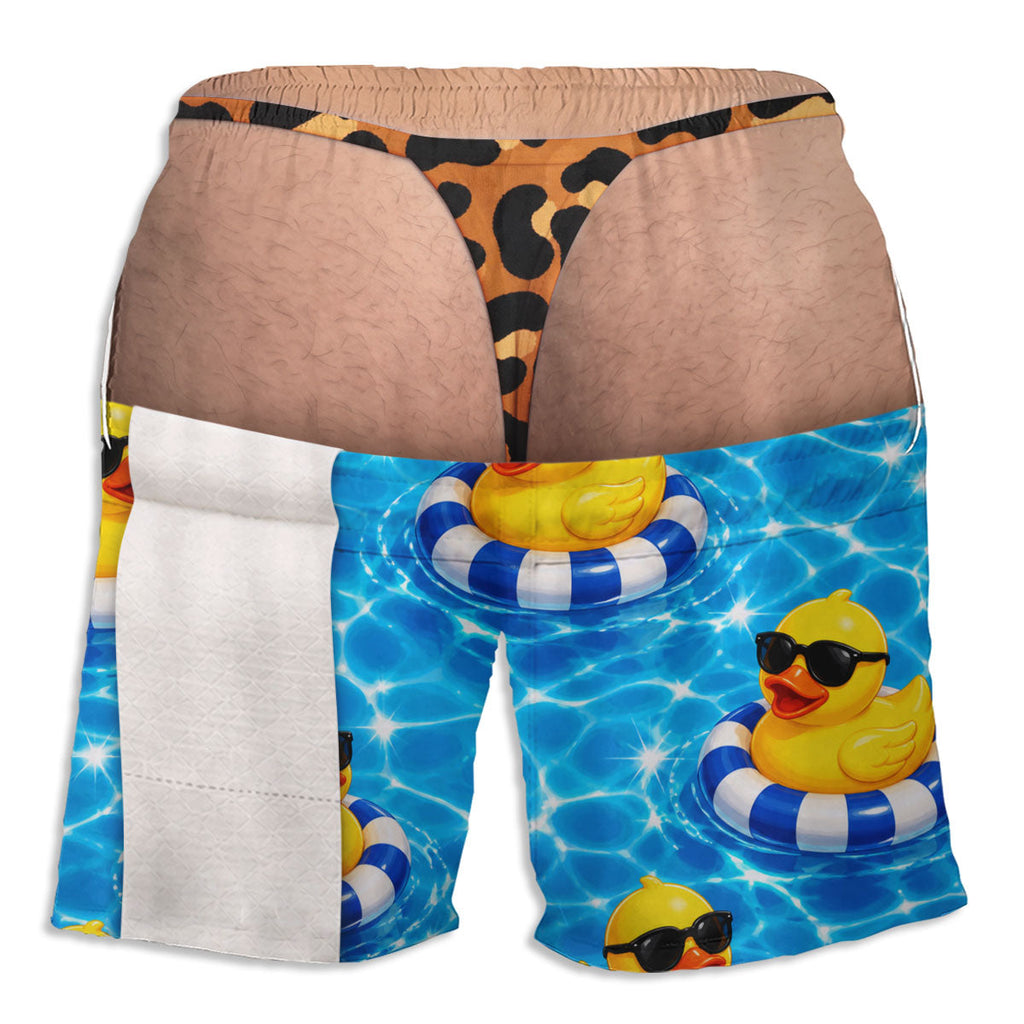 Custom Funny Hairy Man Swim Trunks, Birthday Summer Gift • Comedy Legends - Personalized Beach Shorts
