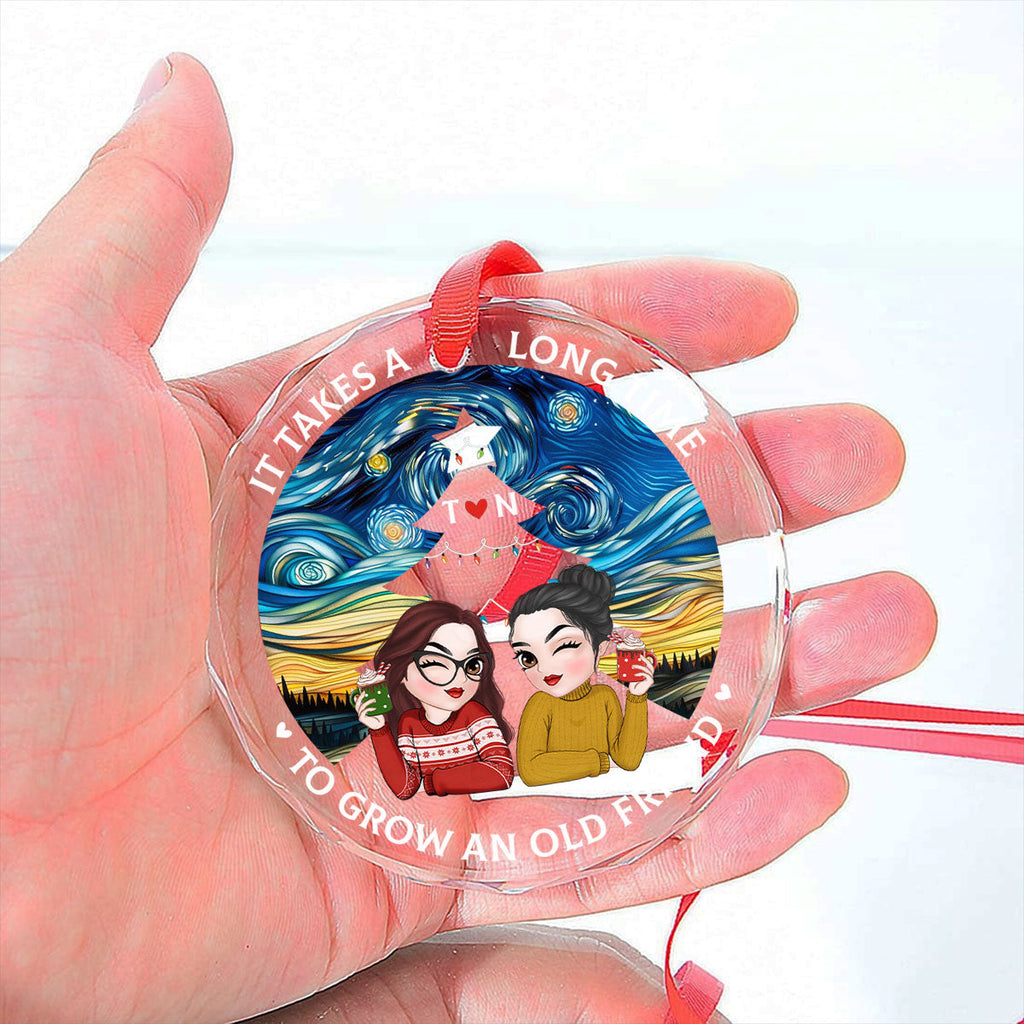 Custom Friendship Christmas Ornament, Best Friend Gift •  Grow Old Friend - Personalized Glass Ornament