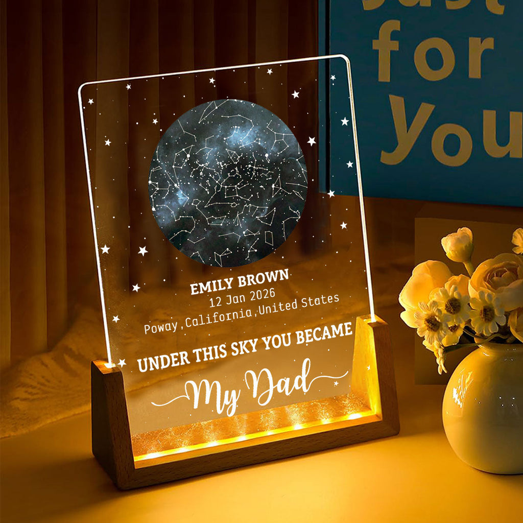 Custom First Father's Day Gift for New Dads • This Is What The Sky Looked Like - Personalized Night Light