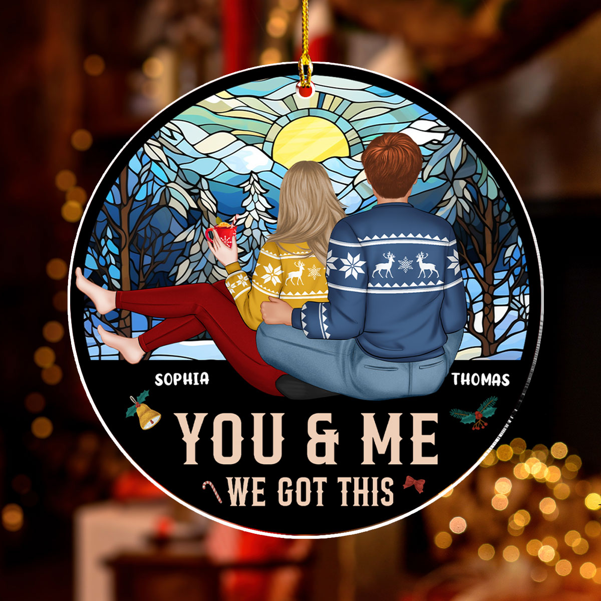 Custom Couple Christmas Ornament, Anniversary Gift •  Me And You - Personalized Acrylic Ornament