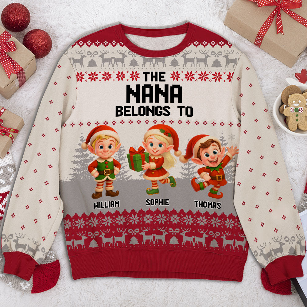 Custom Grandma Christmas Sweatshirt, Gift for Mothers • Grandma Little Elves - Personalized All-Over-Print Sweatshirt