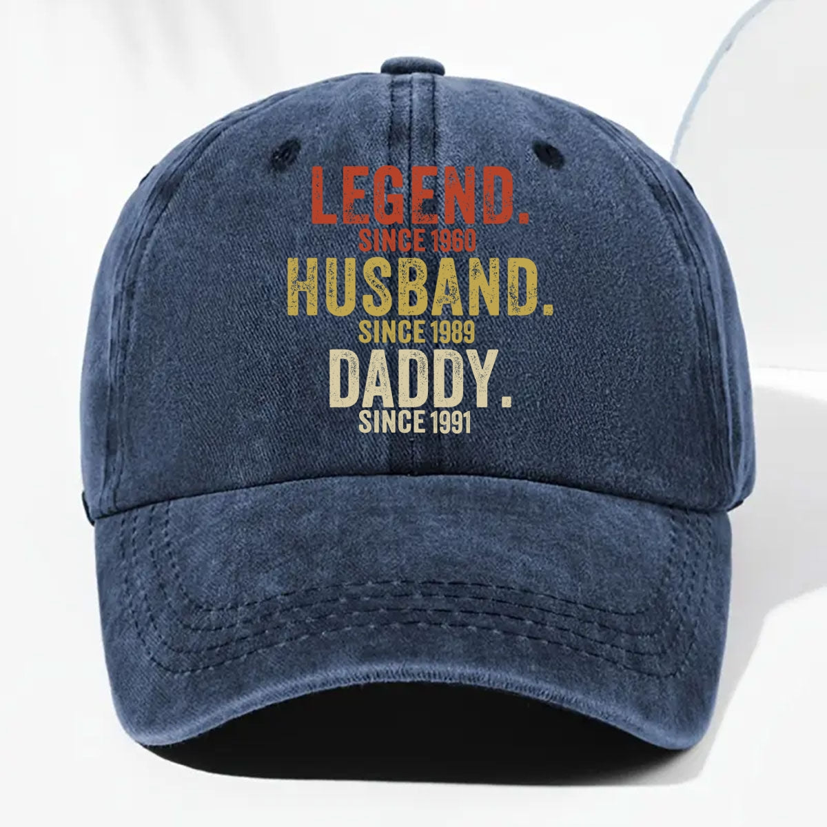 Custom Christmas Headwear Birthday Gifts for Grandpa • Legend Husband Dad Papa - Personalized Vintage Washed Denim Cap