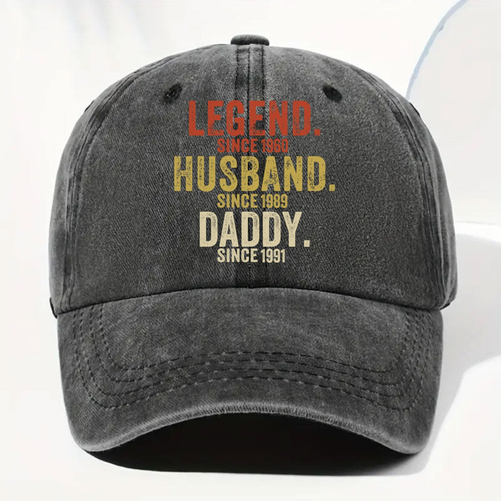 Custom Christmas Headwear Birthday Gifts for Grandpa • Legend Husband Dad Papa - Personalized Vintage Washed Denim Cap
