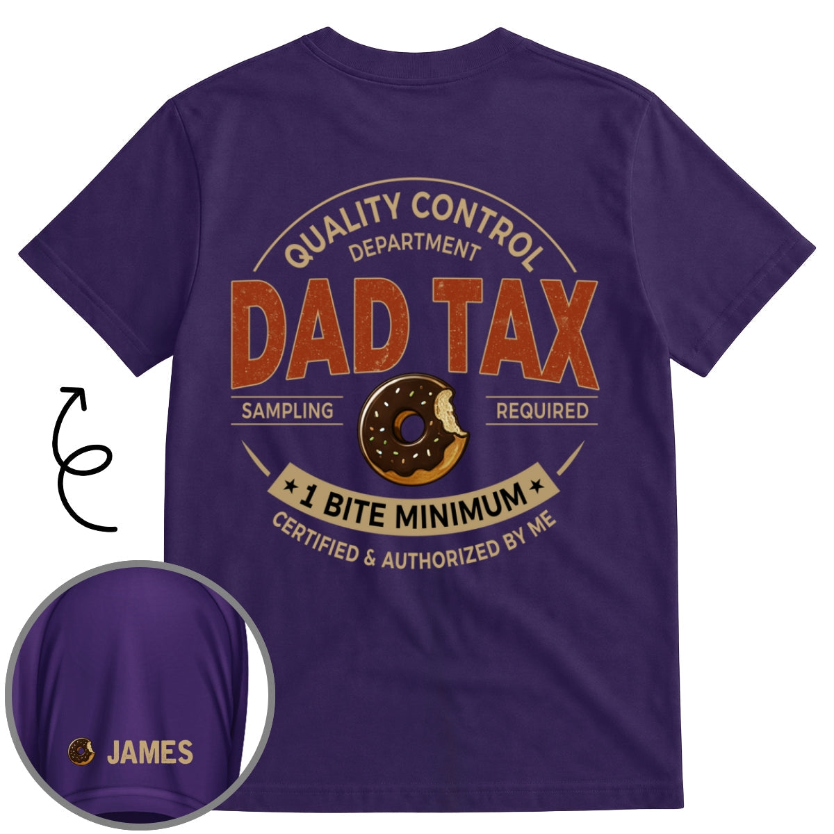 Custom Father's Day, Special Gift for Dad & Grandpa • One Bite Minimum - Personalized Shirt With Design On Sleeve