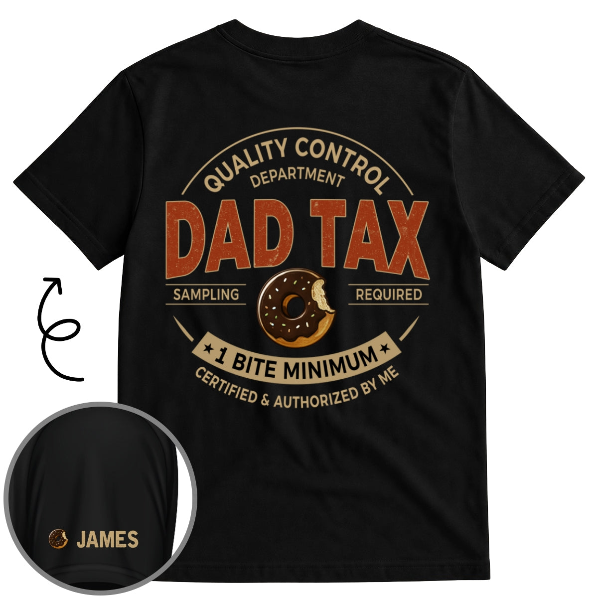 Custom Father's Day, Special Gift for Dad & Grandpa • One Bite Minimum - Personalized Shirt With Design On Sleeve