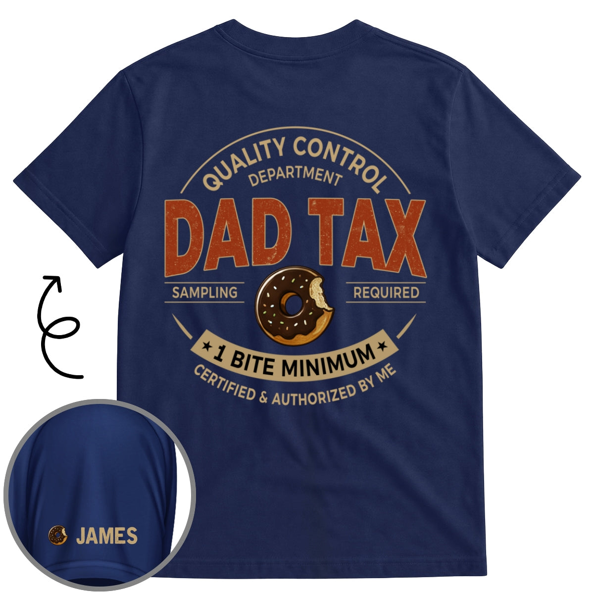 Custom Father's Day, Special Gift for Dad & Grandpa • One Bite Minimum - Personalized Shirt With Design On Sleeve
