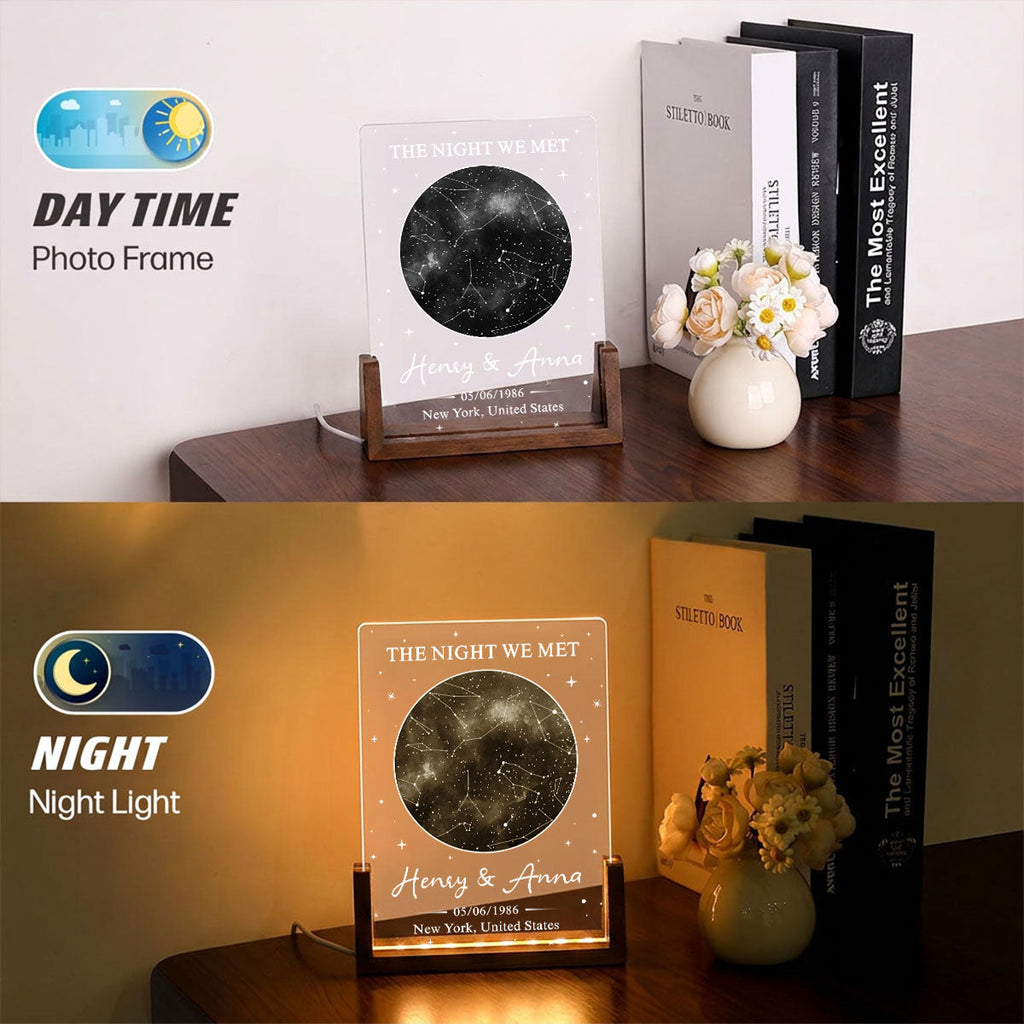 Custom Anniversary, Wedding, Christmas Gift For Husband, Him• The Night We Met - Personalized Night Light