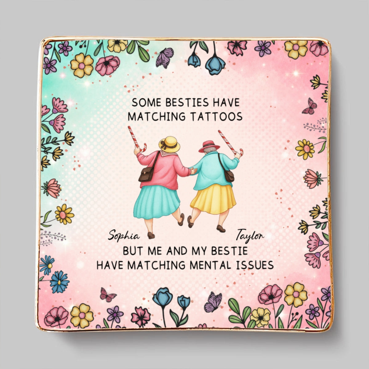 Custom Trinket Dish, Meaningful Birthday Gift For Her • Crazy Besties - Personalized Jewelry Dish