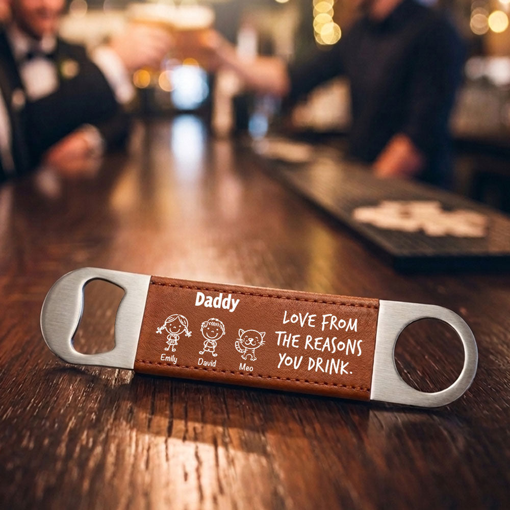 From The Reasons Your Drink - Personalized Leather Bottle Opener