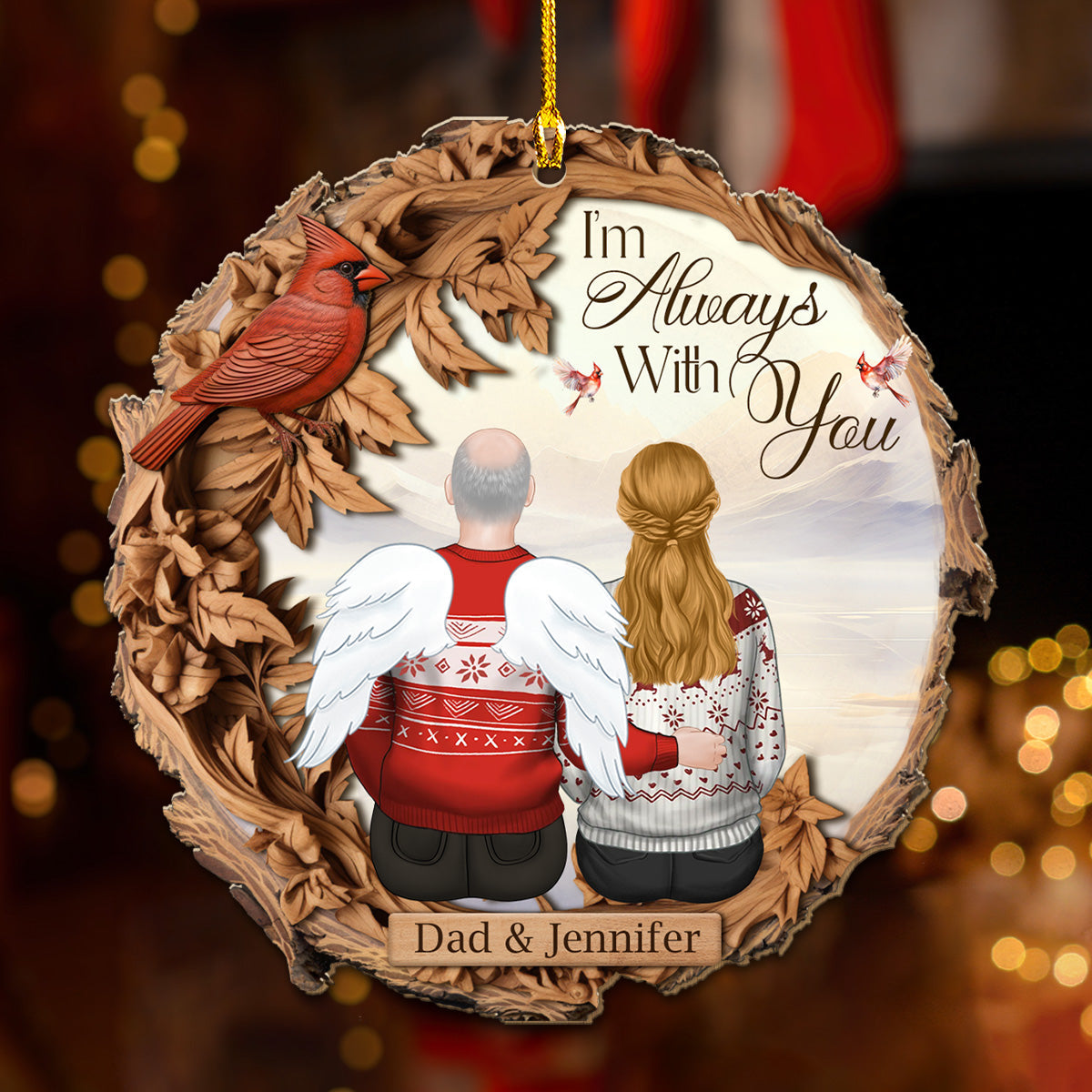 Custom Keepsake Christmas Ornament •  I'm Always With You - Personalized Wood Ornament