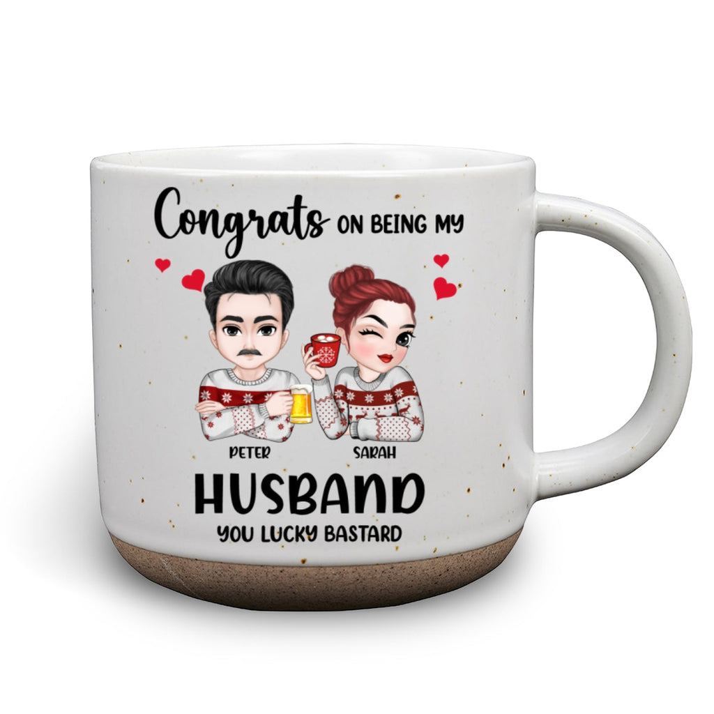 Custom Anniversary Keepsake Gifts For Couple • Congrats On Being My Husband - Personalized Pottery Mug