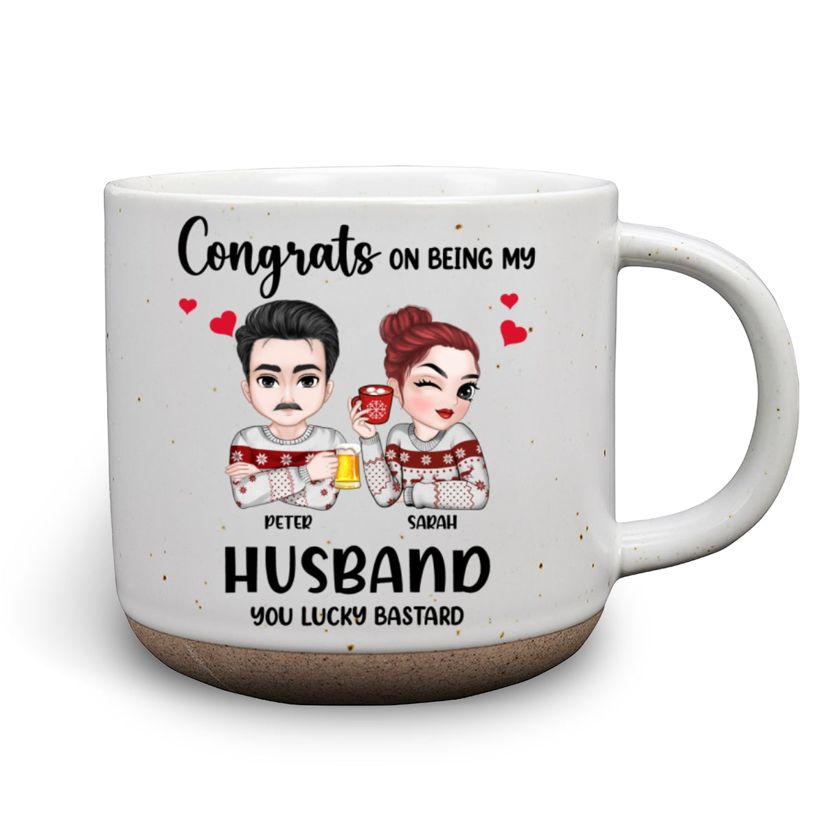 Custom Anniversary Keepsake Gifts For Couple • Congrats On Being My Husband - Personalized Pottery Mug