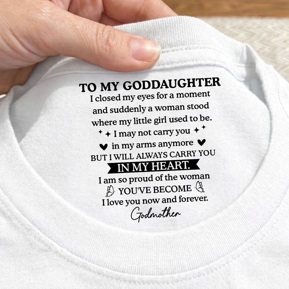 Custom Mother's Day Gift for Daughter • Proud Of My Little Girl - Personalized Inside Neck Print T-shirt