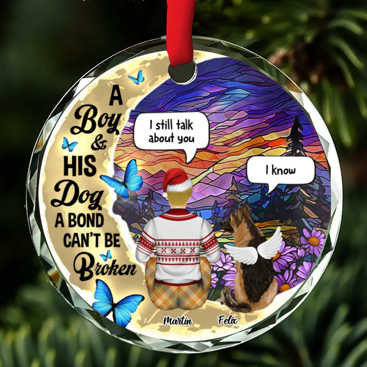 Custom Keepsake Christmas Ornament •  Forever In My Heart - Personalized Glass Ornament