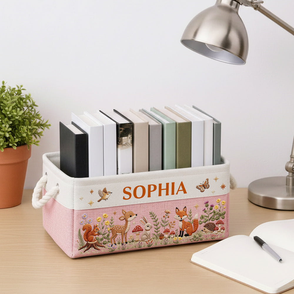 Floral Forest Animals 1 - Personalized Storage Basket