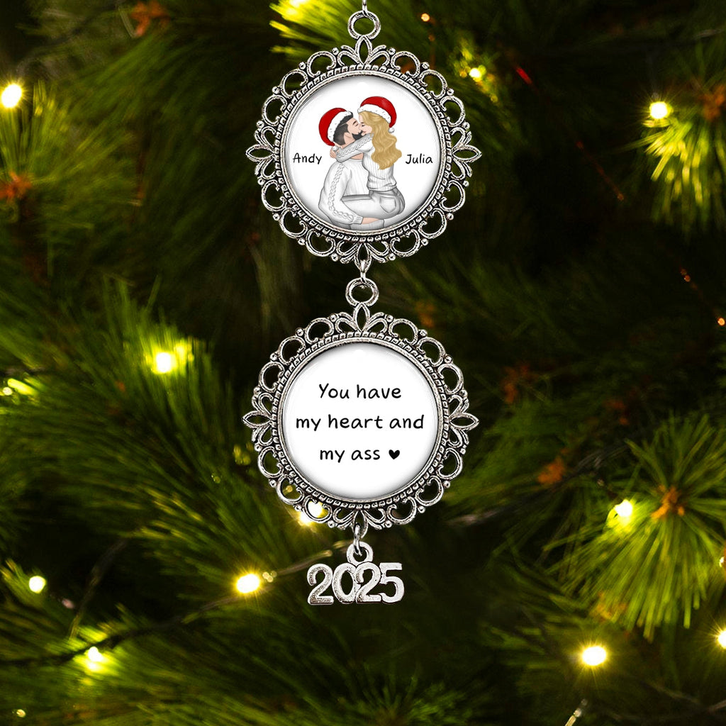 Custom Couple Christmas Ornament, Anniversary Gift •  You Have My Heart - Personalized Charming Ornament