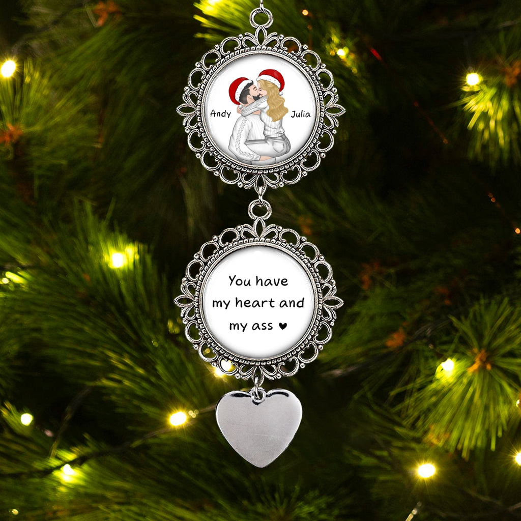 Custom Couple Christmas Ornament, Anniversary Gift •  You Have My Heart - Personalized Charming Ornament