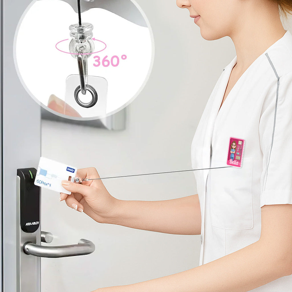 Custom Nurse ID Holder, Christmas Birthday Gifts for Healthcare Workers • Little Nurse Hero - Personalized Acrylic Badge Reel