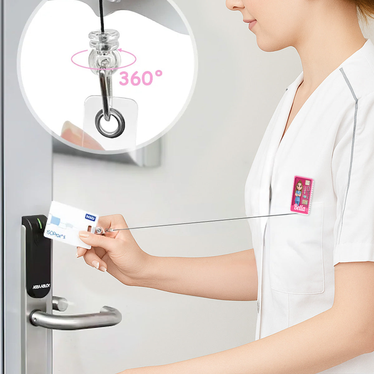 Custom Nurse ID Holder, Christmas Birthday Gifts for Healthcare Workers • Little Nurse Hero - Personalized Acrylic Badge Reel