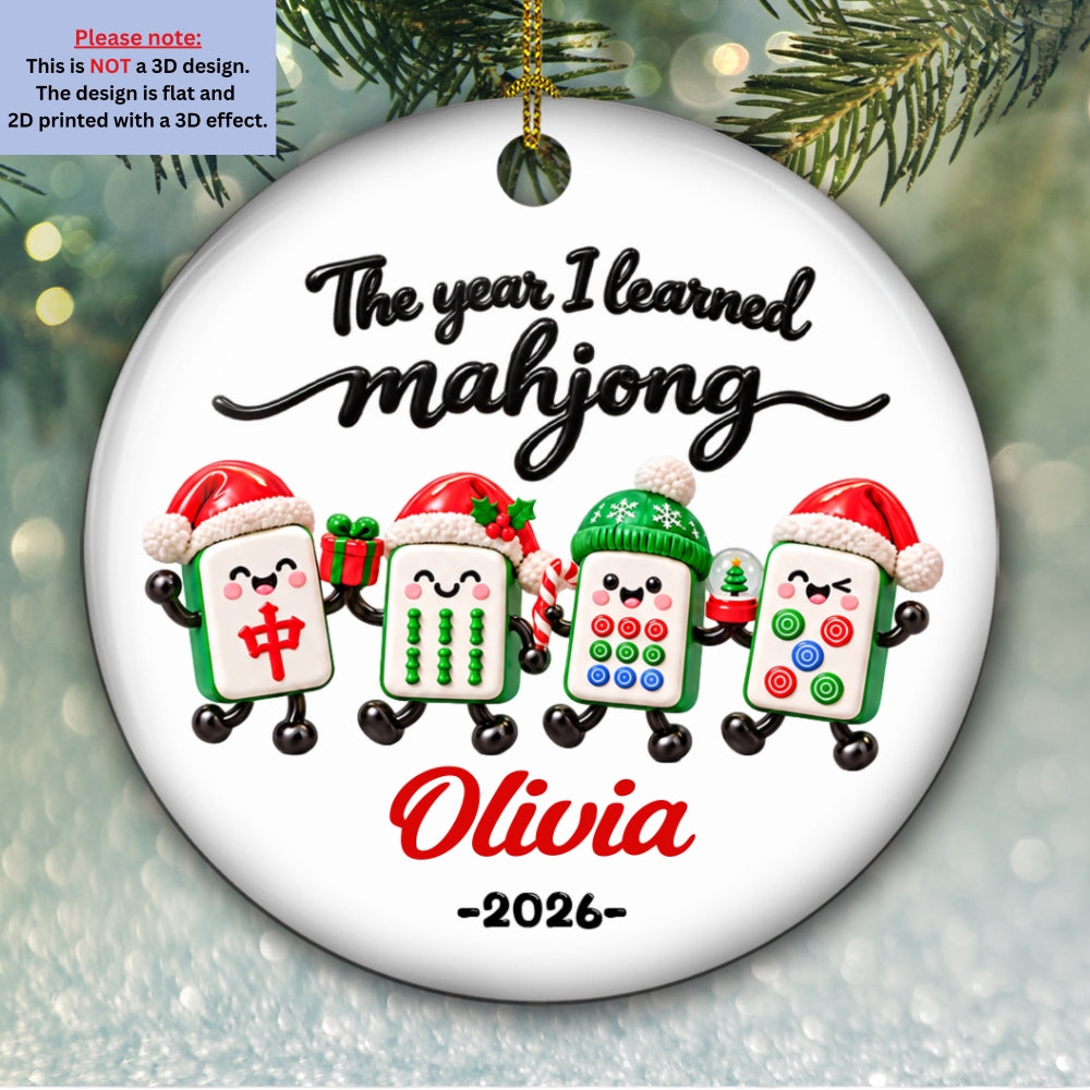 Custom Friendship Christmas Ornament, Best Friend Gift •  A Year Full Of Mahjong - Personalized Ceramic Ornament