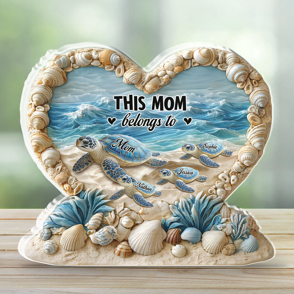 Custom Mother's Day Decor, Gift for Mom & Grandma • Forever Like The Turtle - Personalized 3D Effect Acrylic Plaque