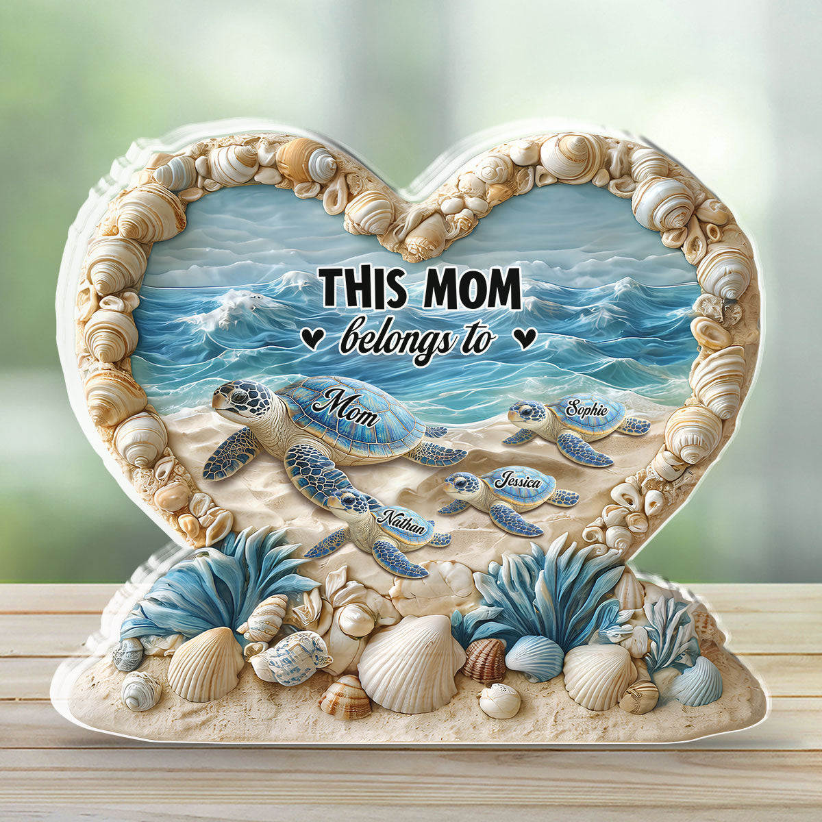 Custom Mother's Day Decor, Gift for Mom & Grandma • Forever Like The Turtle - Personalized 3D Effect Acrylic Plaque