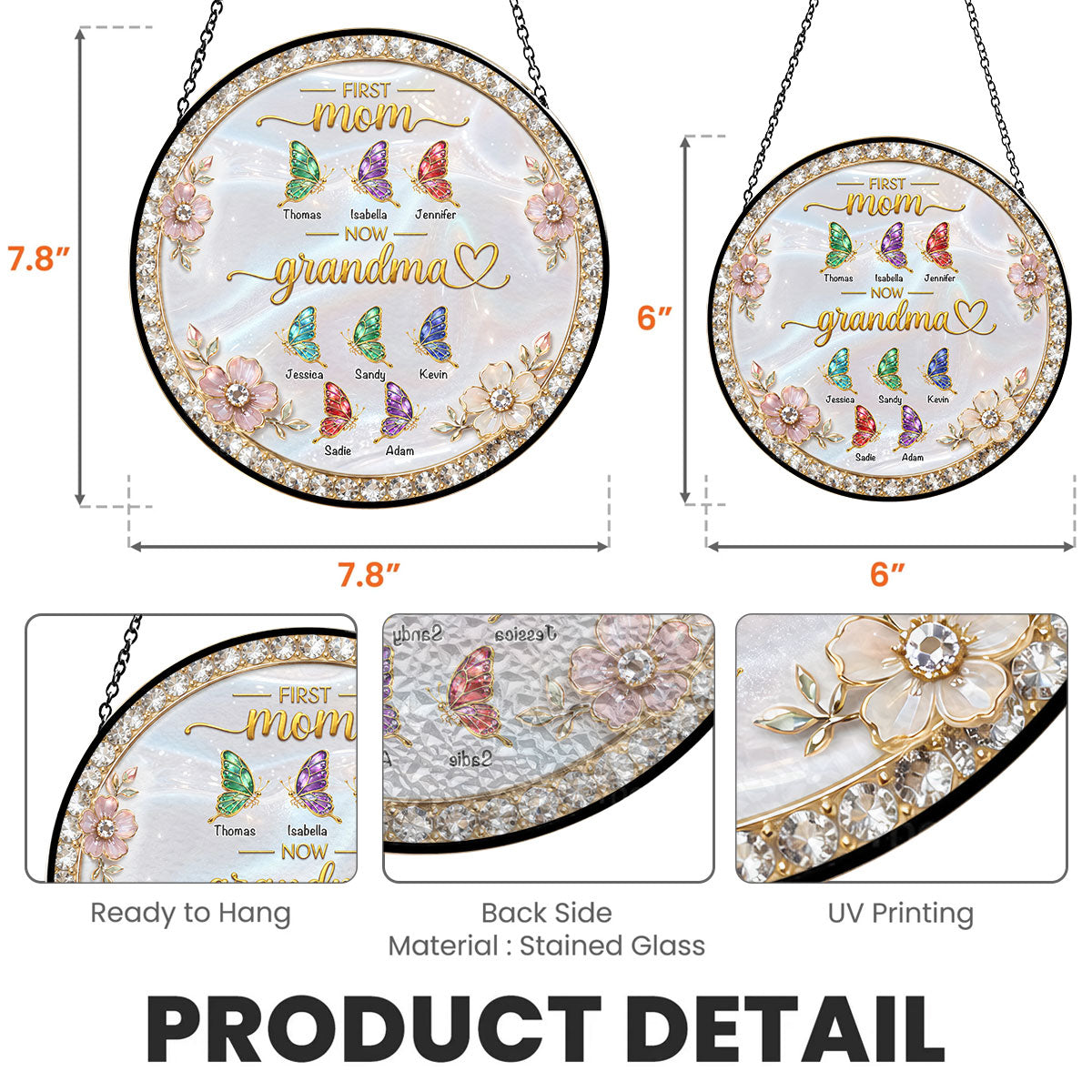 Custom Grandma Hanging Decor, Mother's Day Birthday Gifts • First Mom Now Grandma 2 - Personalized Window Hanging Suncatcher